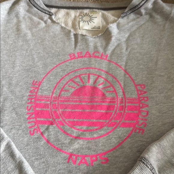 Aerie Gray Sweatshirt with Pink Graphic - Picture 3 of 5